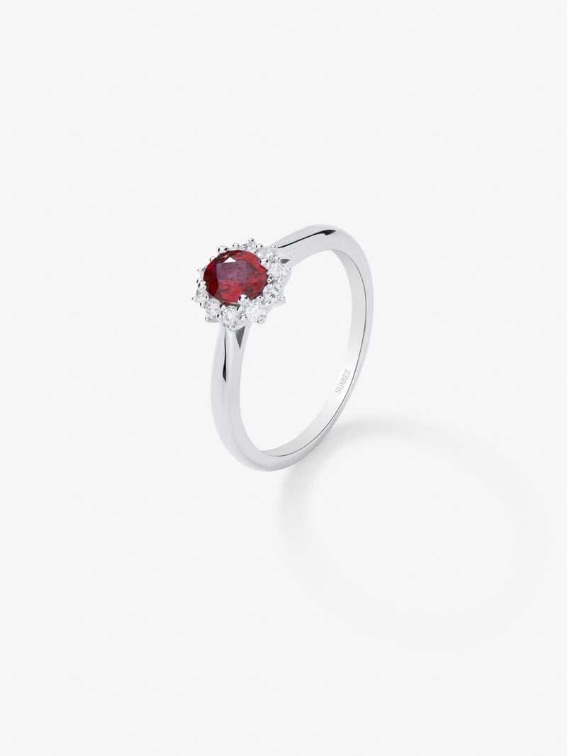 18K White Gold Ring with 0.25 cts oval blub and white diamonds of 0.12 cts image number 0