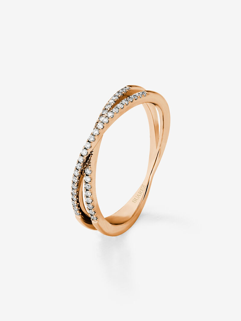 18K rose gold cross ring with 40 brilliant-cut diamonds with a total of 0.12 cts image number 0