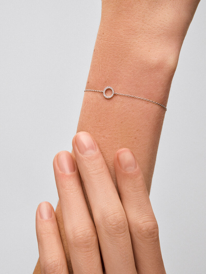 18K white gold bracelet with pave diamonds chain image number 3