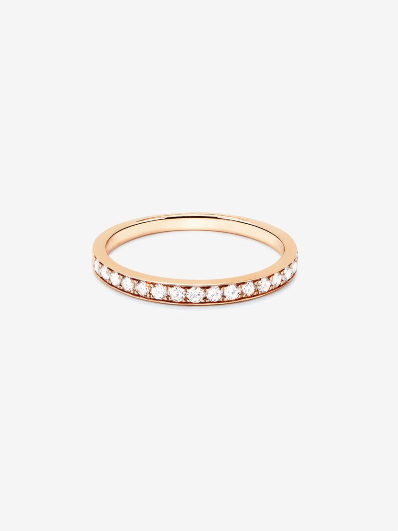 Half ring in 18K rose gold with 18 brilliant-cut diamonds with a total of 0.15 cts image number 2