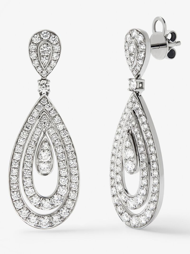 18K white gold earrings with white 2.5 cts bright diamonds image number 0
