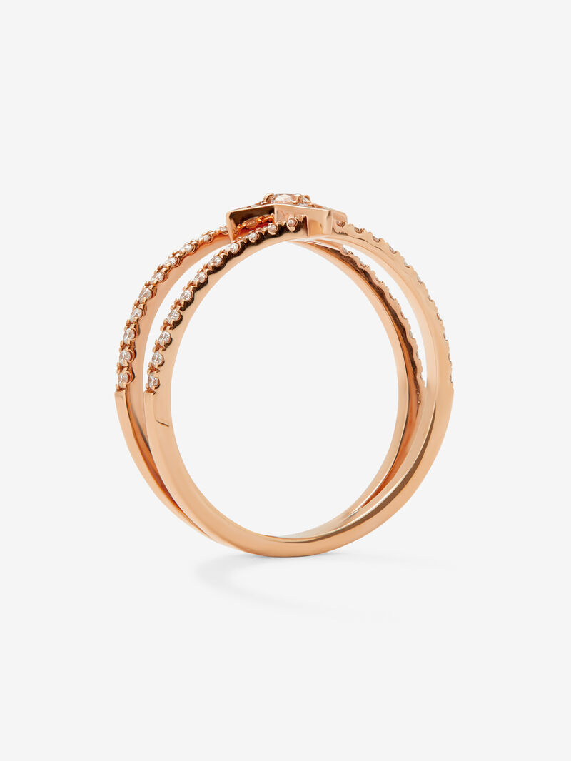 18K rose gold double ring with star and 49 brilliant-cut diamonds with a total of 0.29 cts image number 4