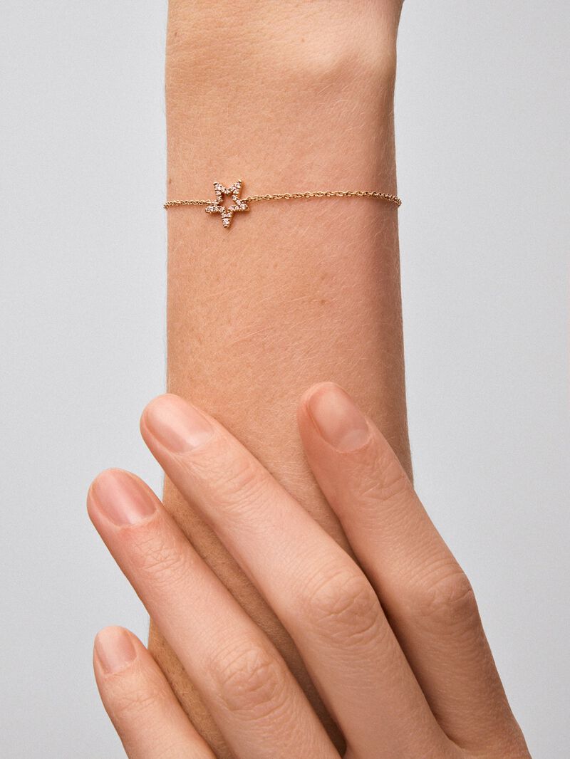 18K Rose Gold Chain Bracelet with Diamond Star image number 3