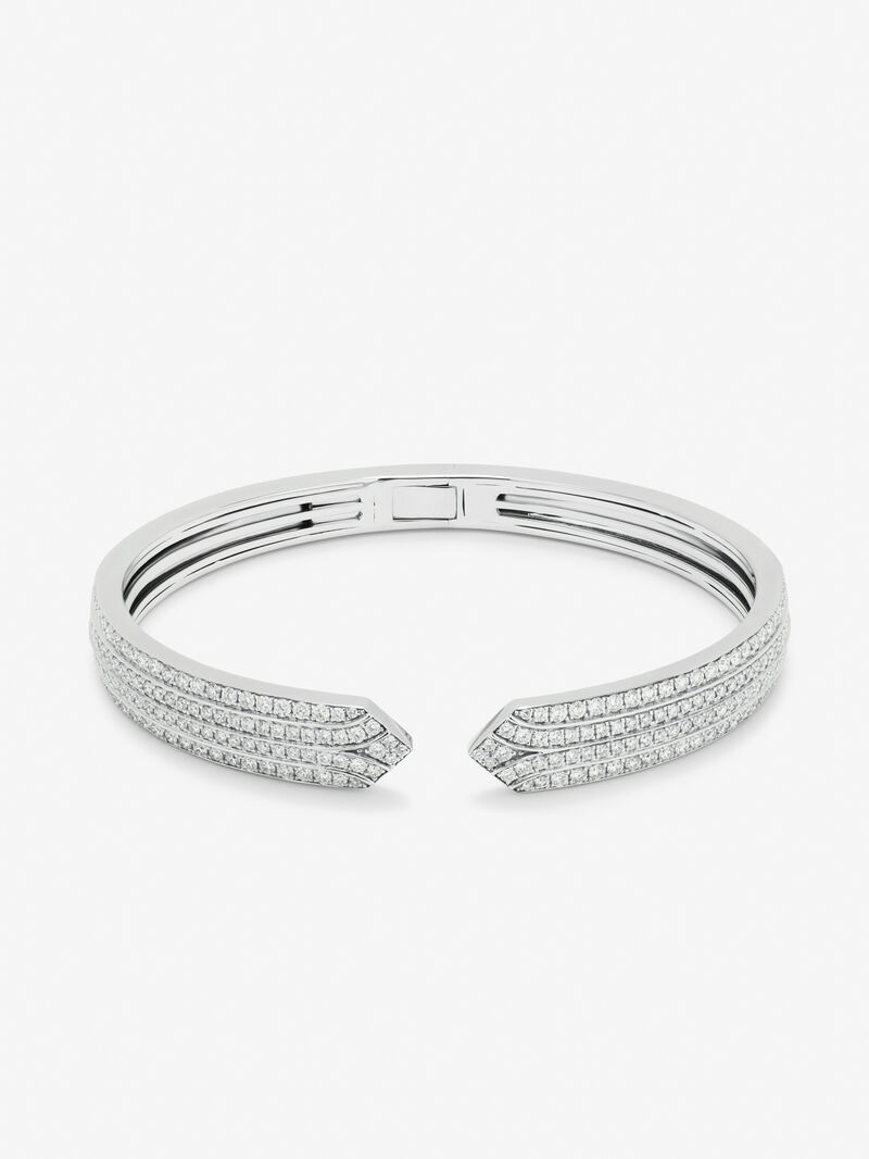 18K White Gold Open Cuff Bracelet with Diamond image number 0