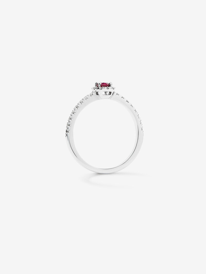 18K White Gold Ring with Ruby in Bright Size of 0.26 CTS and White Diamonds in Bright Size of 0.26 CTS image number 4