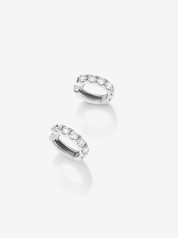Pendientes de aro pequeño de oro blanco de 18kt con diamantes de 0,20cts, PE5179-OBD2,1_V