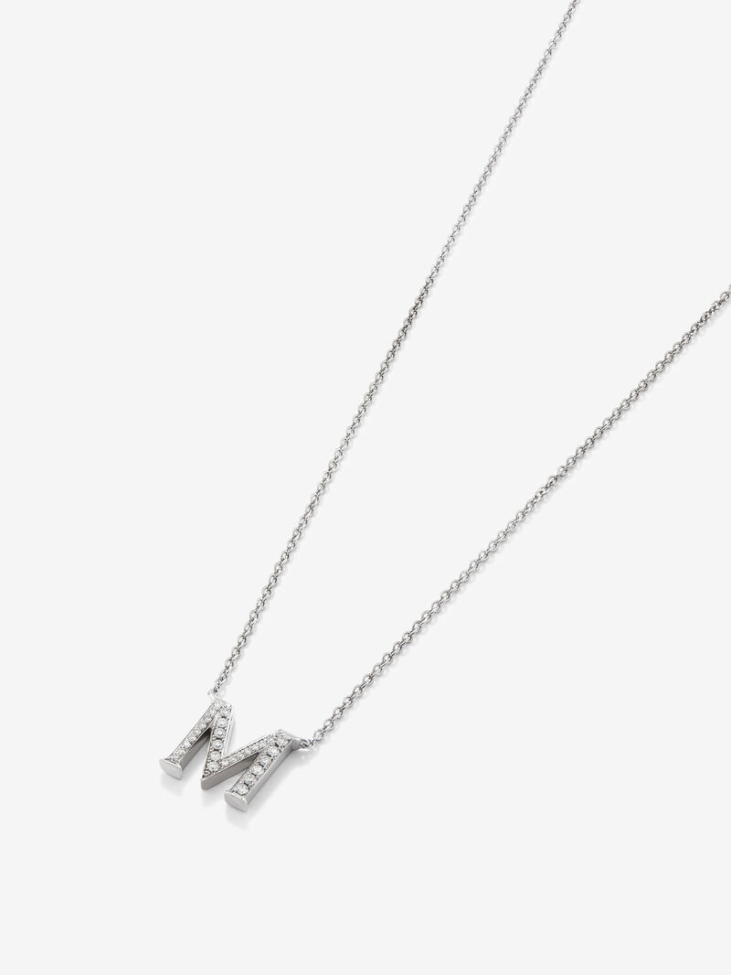 Pendant necklace with 18K white gold initial and diamonds image number 2