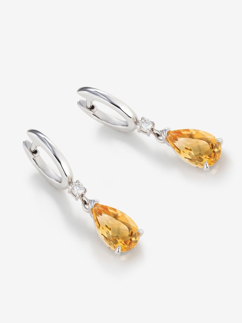 925 silver earrings with pear-cut citrine quartz image number 2