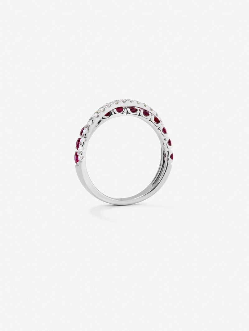 18K white gold cross ring with ruby and diamond image number 4