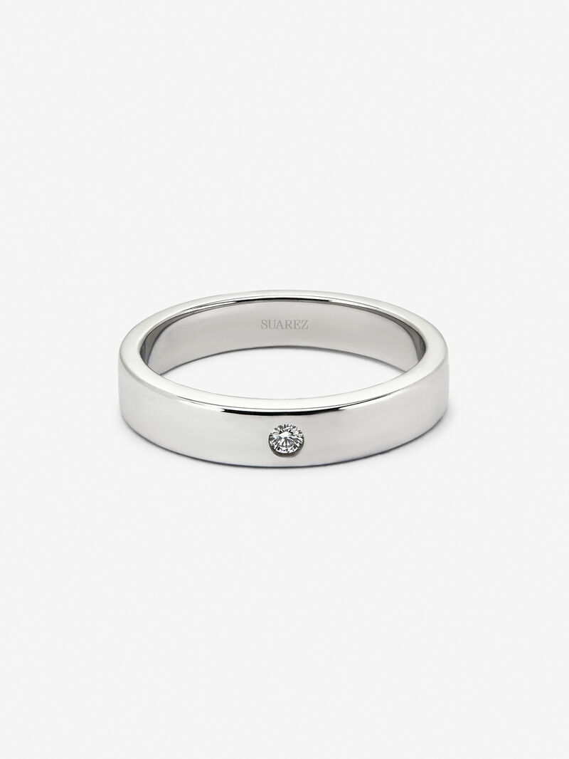 18K White Gold Wedding Alliance Ring with Diamond image number 2