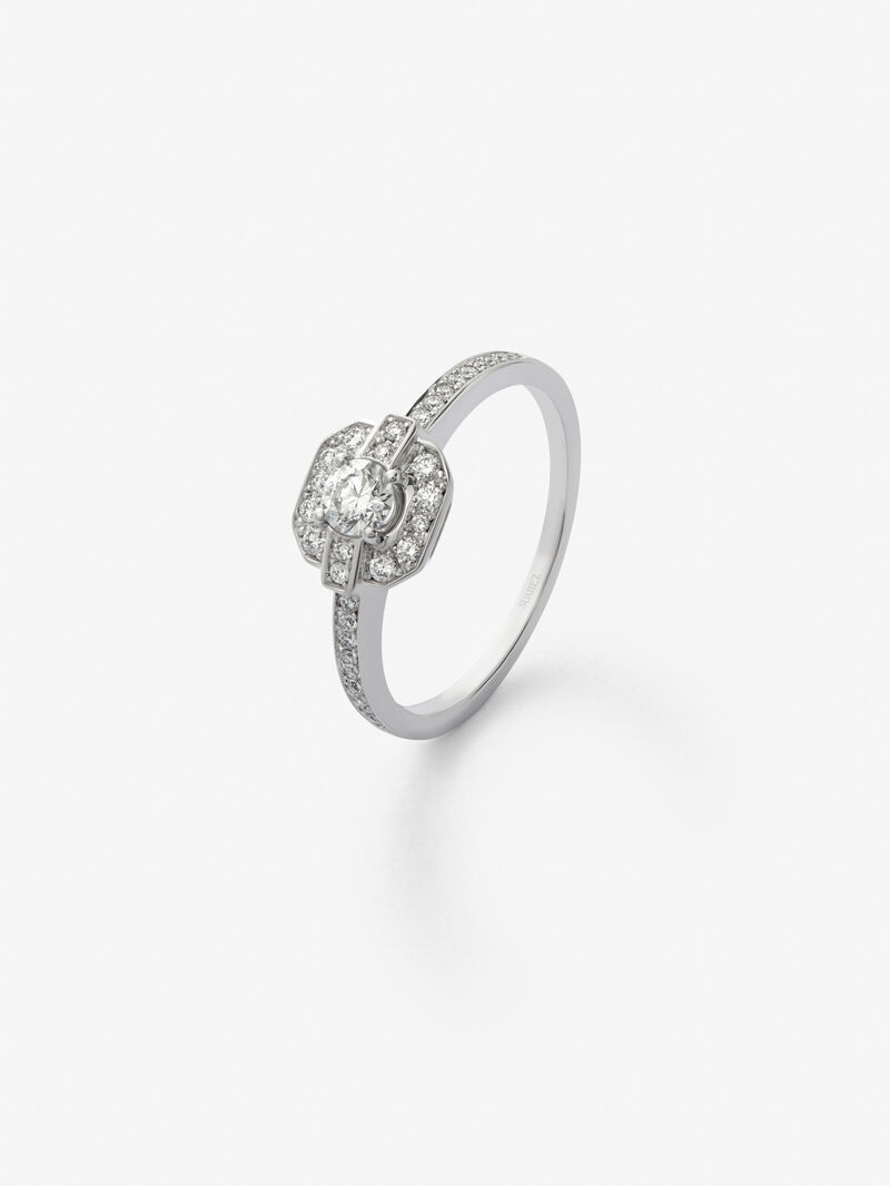 18K white gold ring with 0.37 ct brilliant cut diamonds image number 0