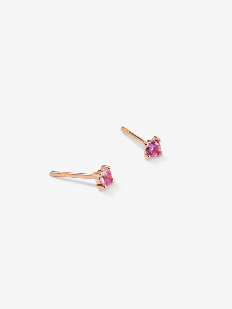 18K rose gold earrings with 2 brilliant-cut pink sapphires with a total of 0.12 cts image number 3