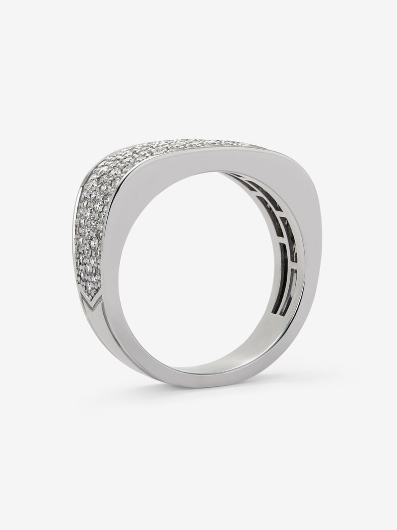 18K White Gold Ring with Brilliant-Cut Pavé Diamonds image number 4