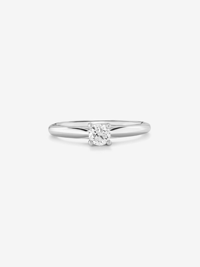 18K white gold solitaire ring with 0.08 ct brilliant cut diamond image number 2