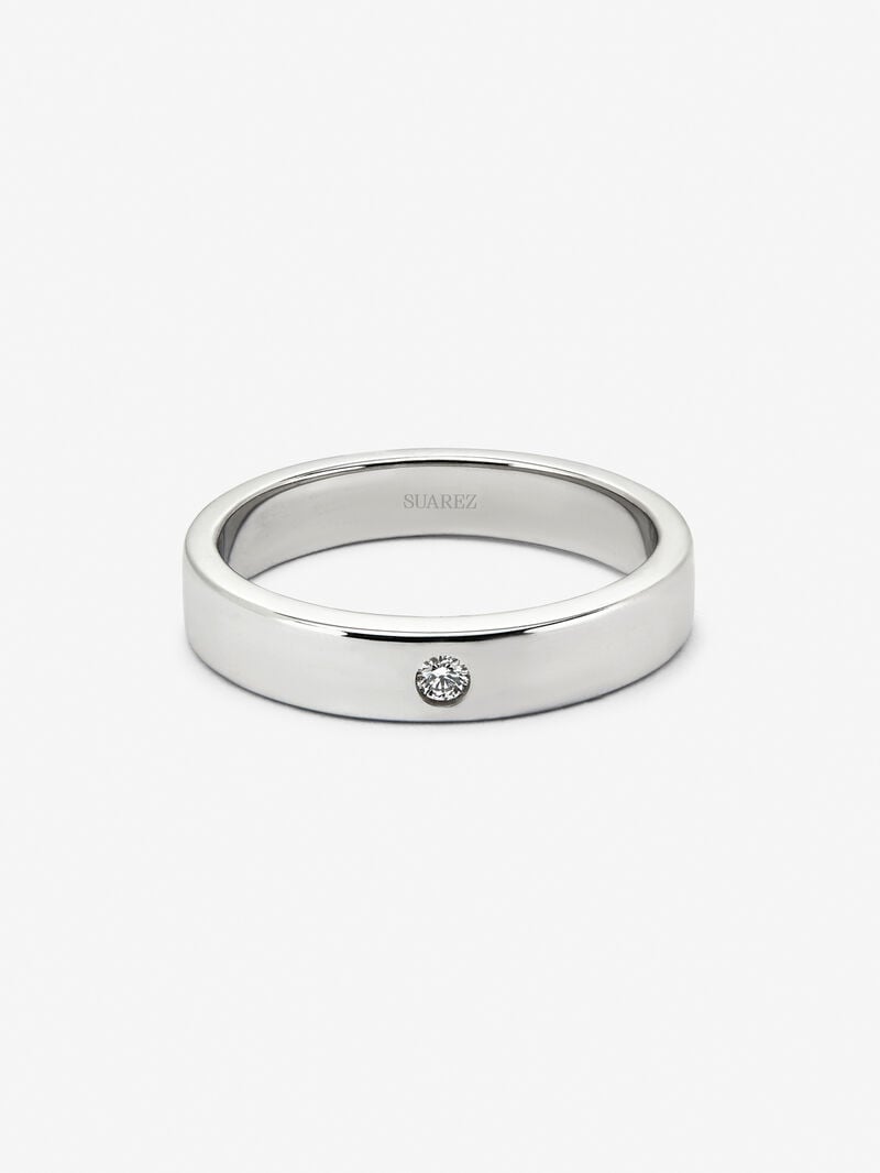 18K White Gold Wedding Alliance Ring with Diamond image number 2