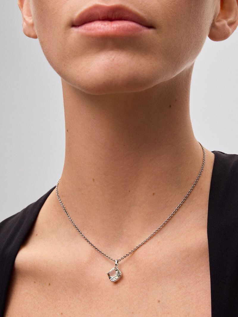 925 silver chain pendant with green amethyst image number 1