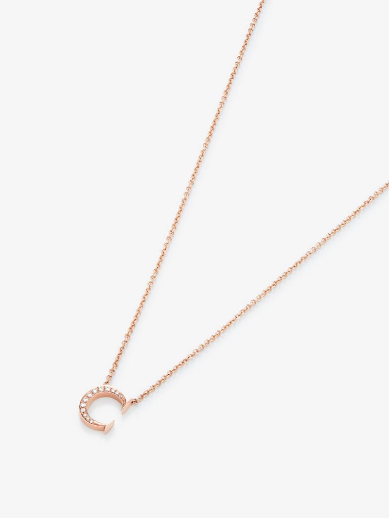 Pendant chain with 18K white gold initial and diamonds image number 2