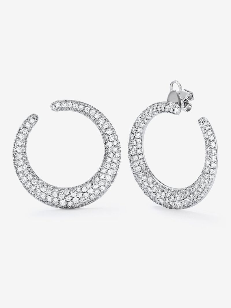 Great Open White Gold Open Aro Earrings with White Diamond Pavé image number 0