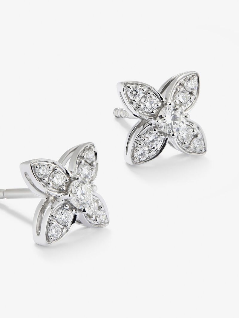 18K white gold earrings with white diamonds of 0.4 cts image number 2