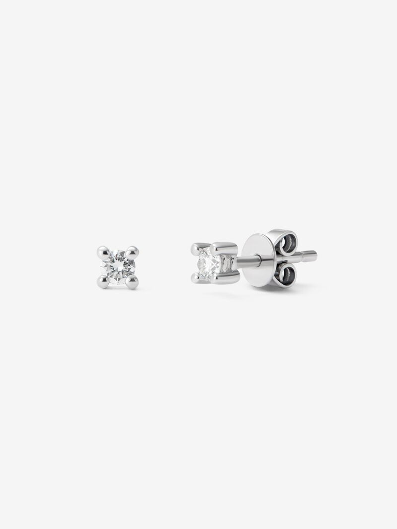 18K white gold solitaire earrings with 2 brilliant-cut diamonds with a total of 0.14 cts image number 0