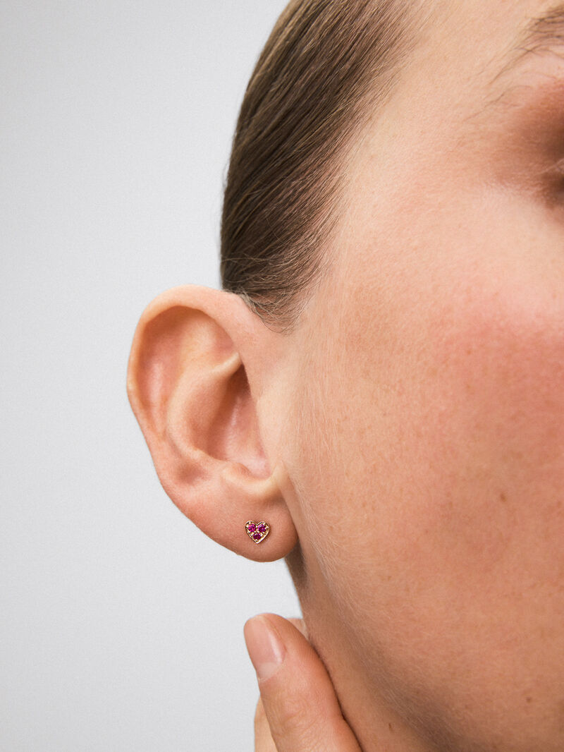 18K rose gold earrings with paved brilliant-cut pink sapphires with a total of 0.17 cts image number 1