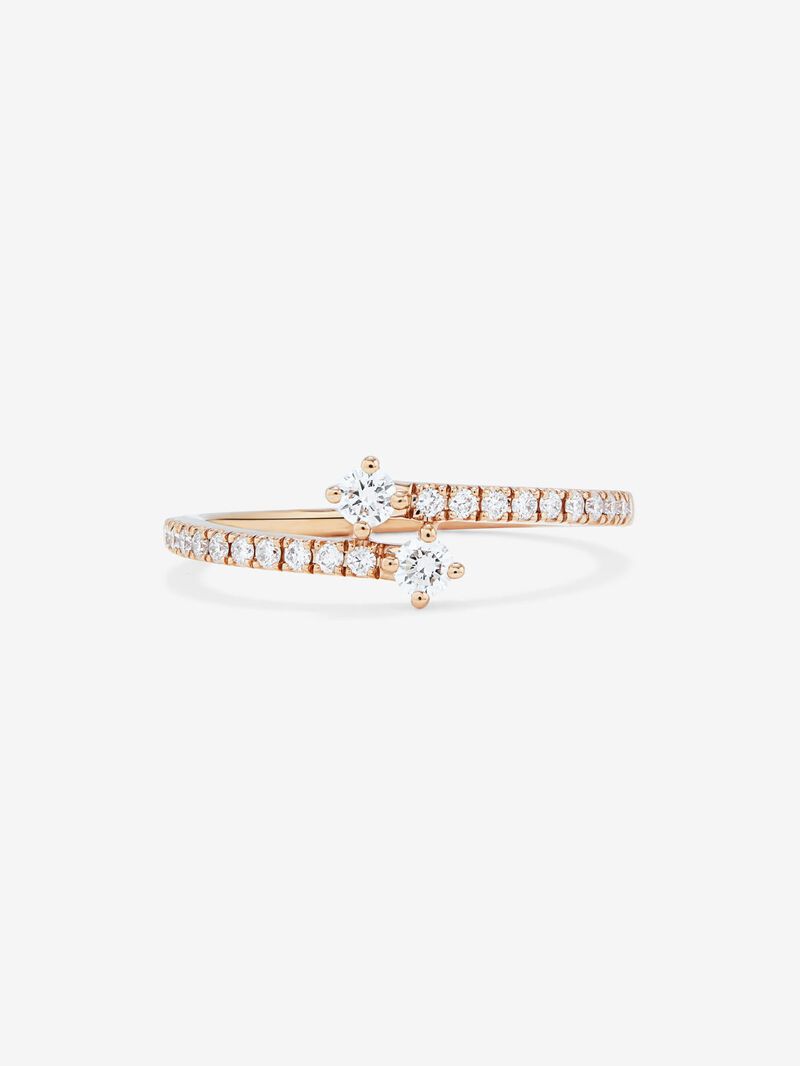 You and Me ring in 18K rose gold with diamonds. image number 2
