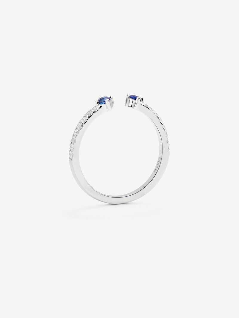 Open 18k White Gold Ring with Sapphire and Diamond image number 4