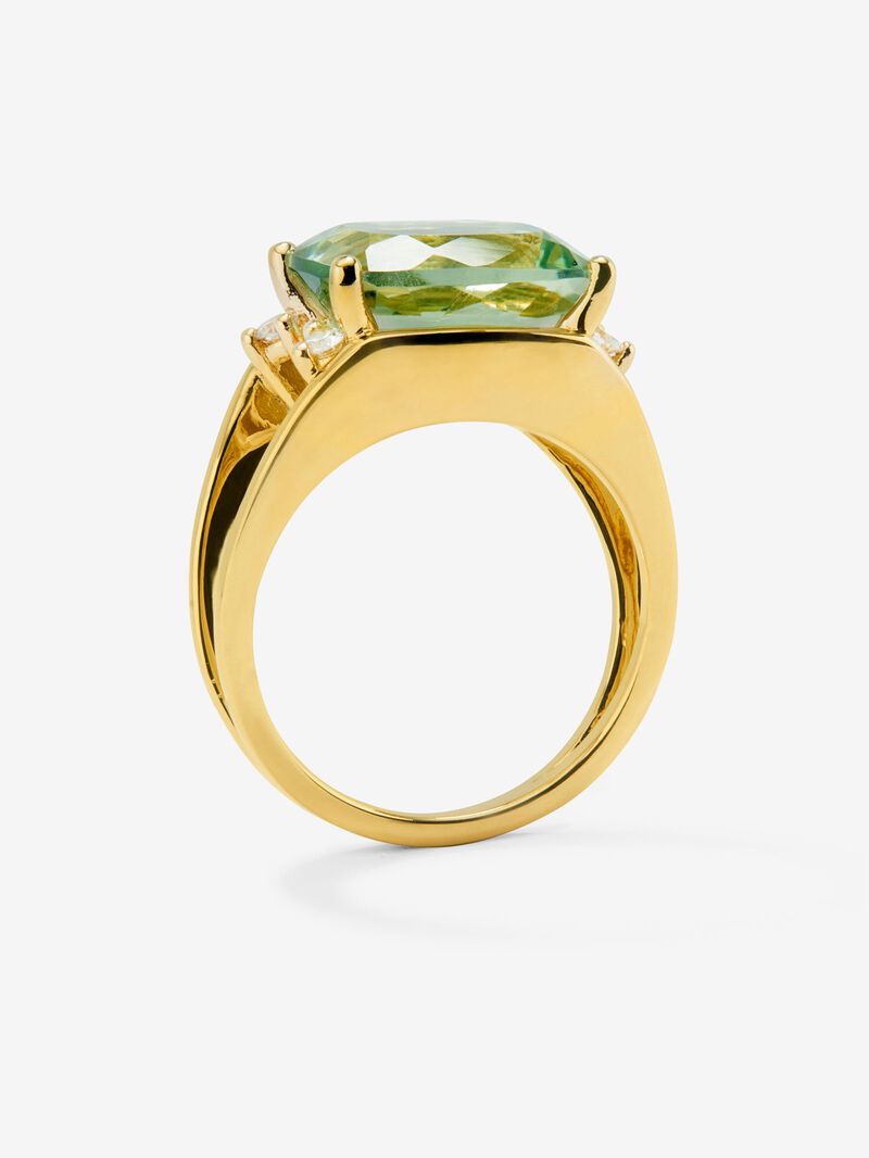 18K yellow gold ring with cushion-cut green amethyst of 7.3 cts and 4 brilliant-cut diamonds with a total of 0.13 cts image number 4