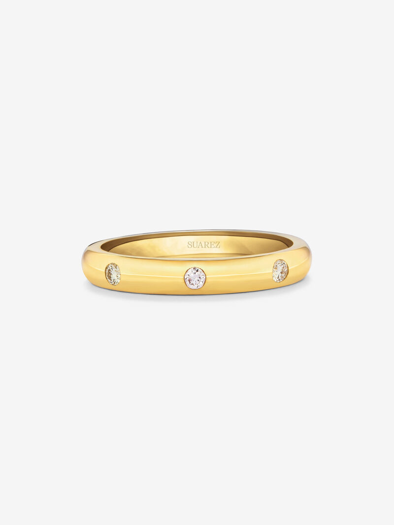 18K Yellow Gold Wedding Alliance ring with diamonds image number 2