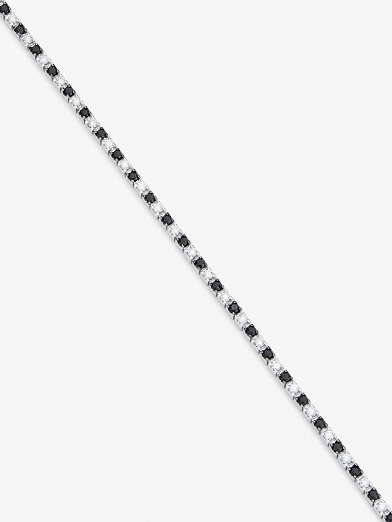 18K White Gold Rivière Necklace with white diamonds and black diamonds image number 2