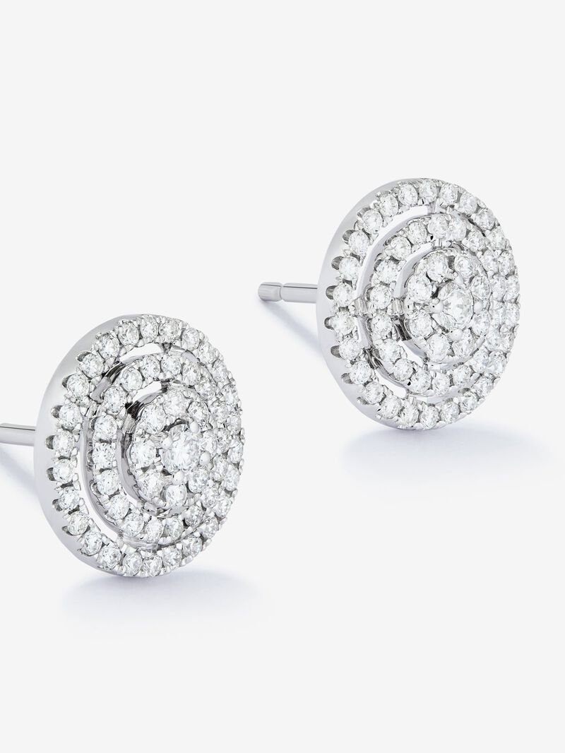 18K white gold earrings with pave diamonds. image number 2