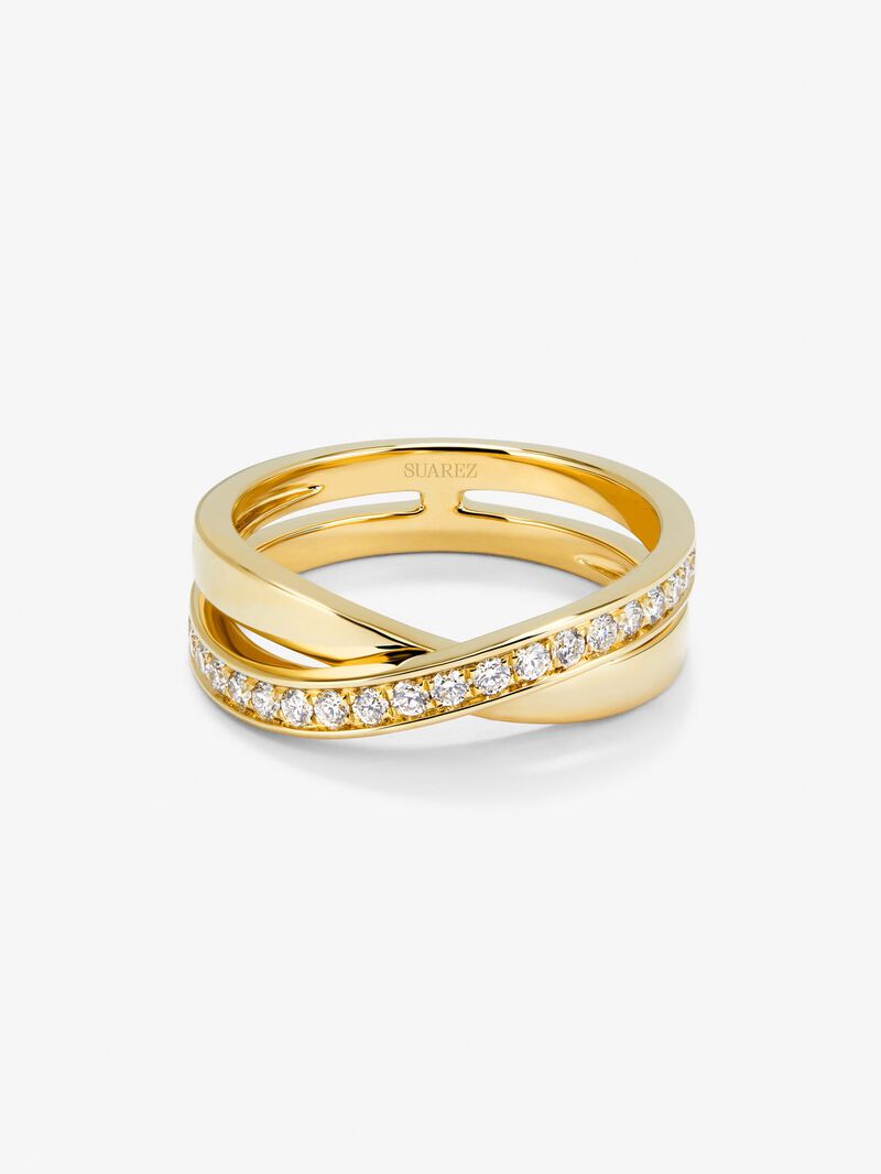18K yellow gold cross ring with 20 brilliant-cut diamonds with a total of 0.29 cts image number 1