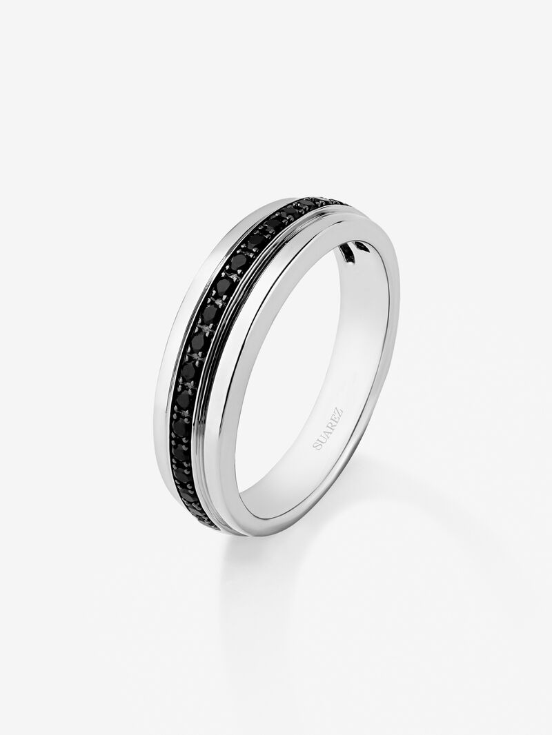 925 silver ring with 19 brilliant-cut black spinels image number 0