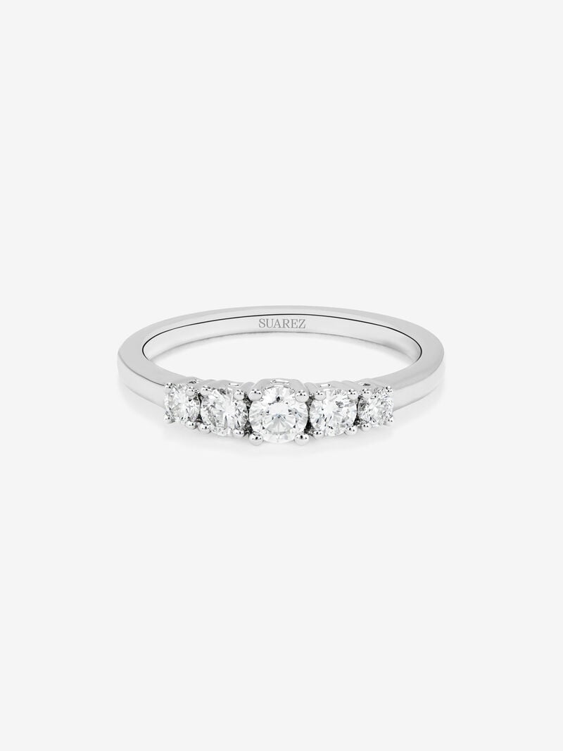 18K White Gold Cinquillo Ring with 0.77 CTS diamonds image number 2