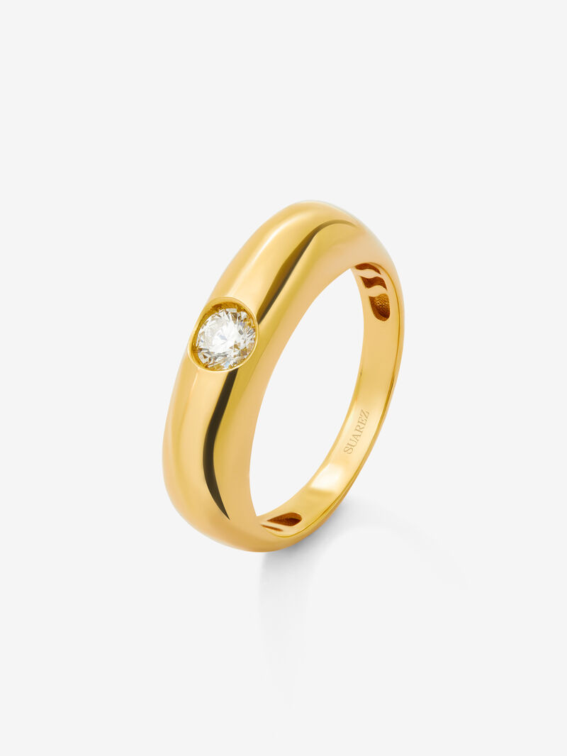 18K yellow gold ring with 0.2 ct brilliant cut diamond image number 0
