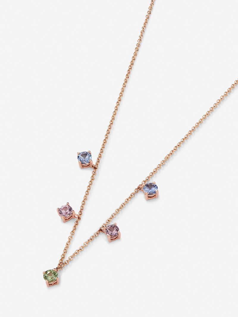 18K rose gold pendant chain with multicolor sapphire image number 2