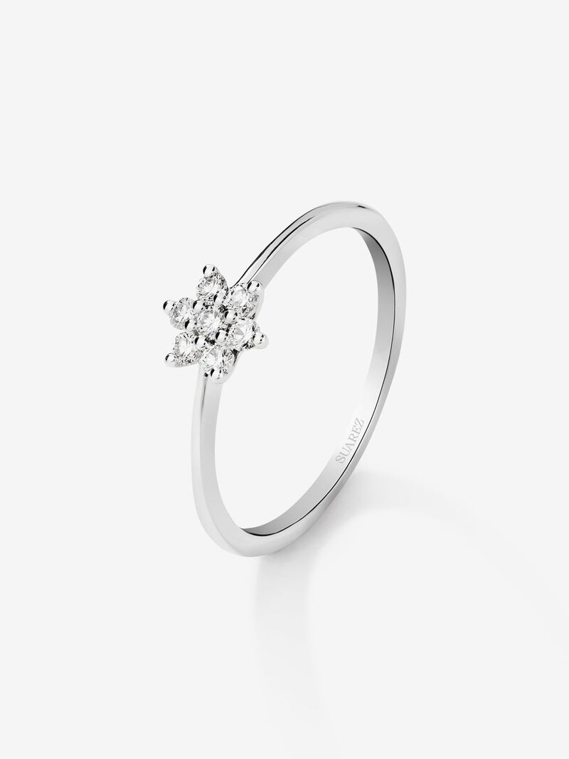 18K white gold ring with 7 brilliant-cut diamonds with a total of 0.14 cts and star shape image number 0