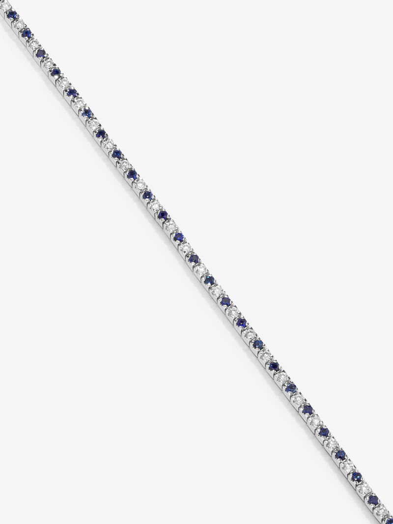 18K white gold riviere bracelet with diamond and sapphire image number 2