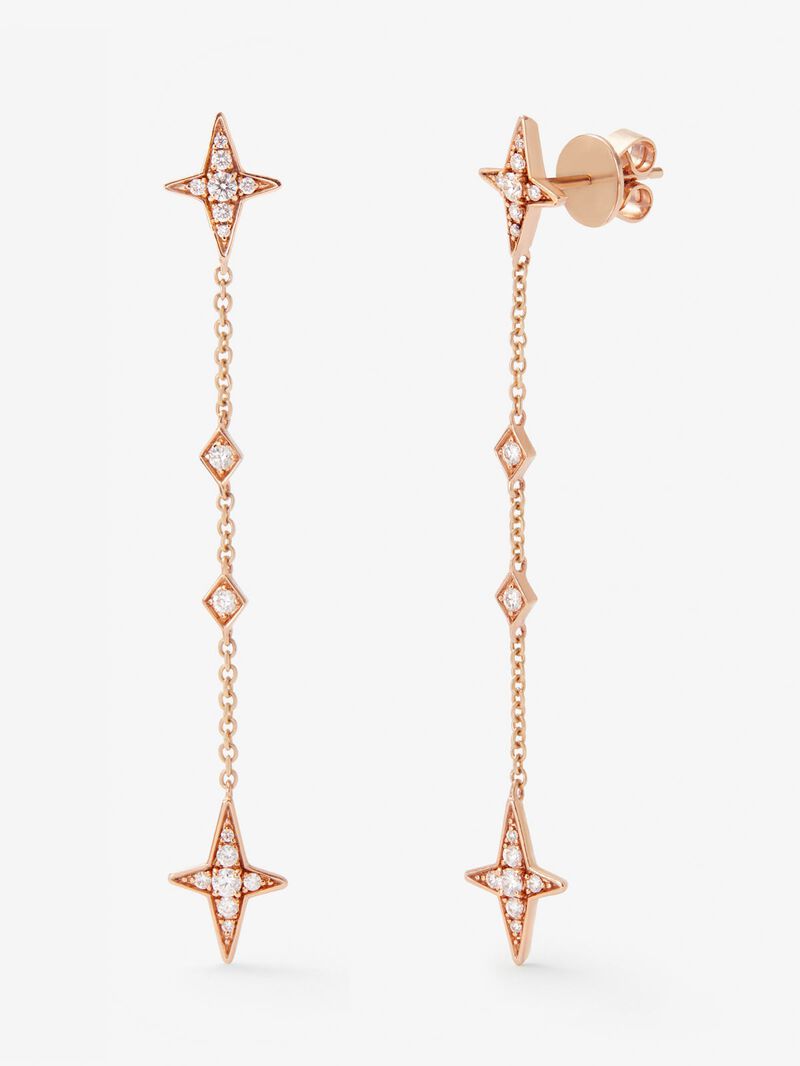 18K rose gold earrings with 32 brilliant-cut diamonds with a total of 0.28 cts image number 1