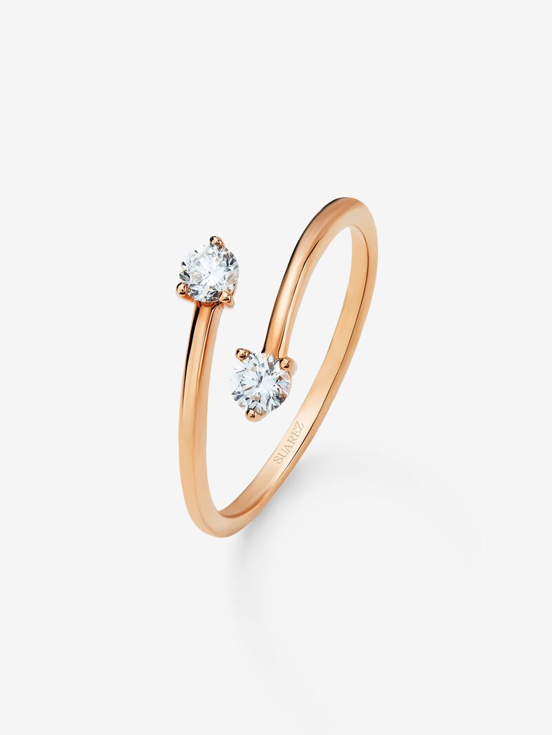 You and me ring in 18K rose gold with 2 brilliant-cut diamonds with a total of 0.26 cts image number 0