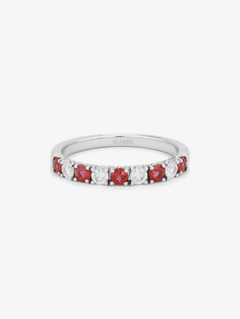 Half-eternity 18K gold ring with ruby and diamond image number 2