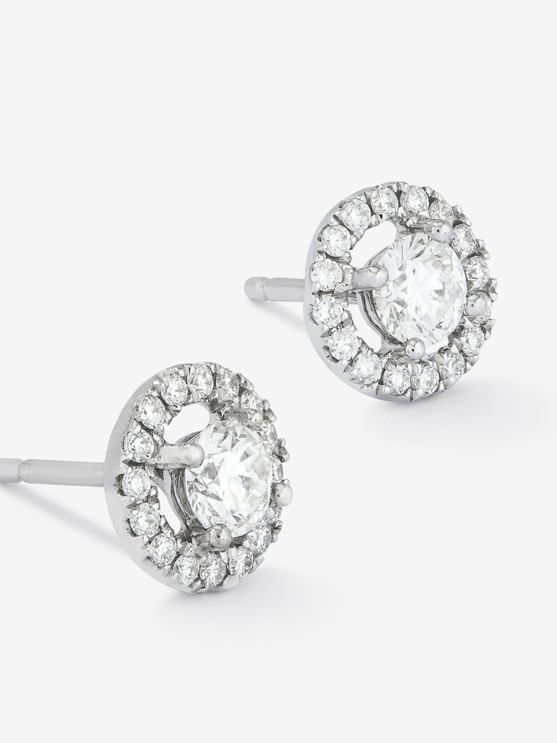 18K White Gold Earrings with solitary diamond and diamond urla image number 2