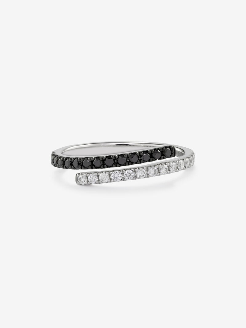 18K white gold ring with 14 brilliant-cut white diamonds with a total of 0.17 cts and 14 brilliant-cut black diamonds with a total of 0.19 cts image number 2