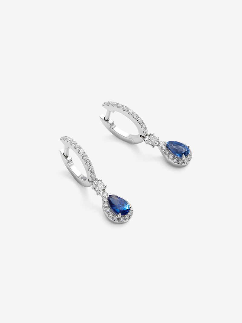 18K white gold earrings with 2 pear-cut blue sapphires with a total of 0.47 cts and 54 brilliant-cut diamonds with a total of 0.27 cts image number 2
