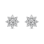 Pendientes flor de oro blanco de 18kt con diamante G-VVS2 central de 0,30cts, PE15022-00D030/GVVS2_V