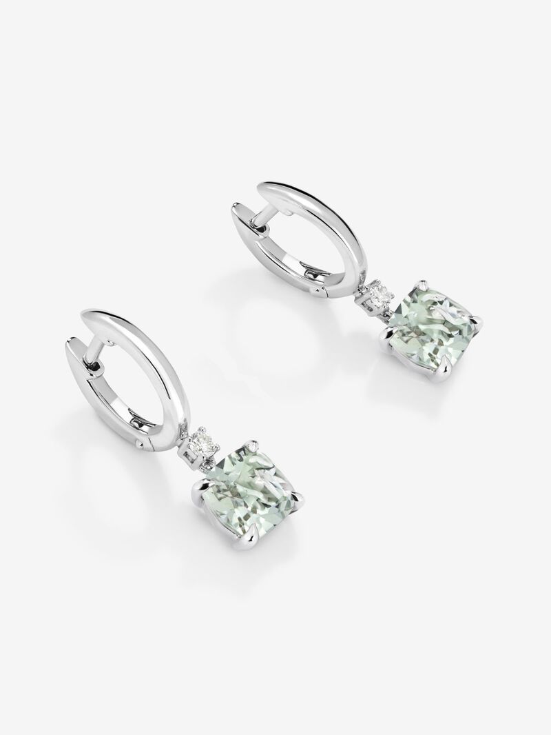 925 Silver hoop earrings with hanging green amethyst image number 2
