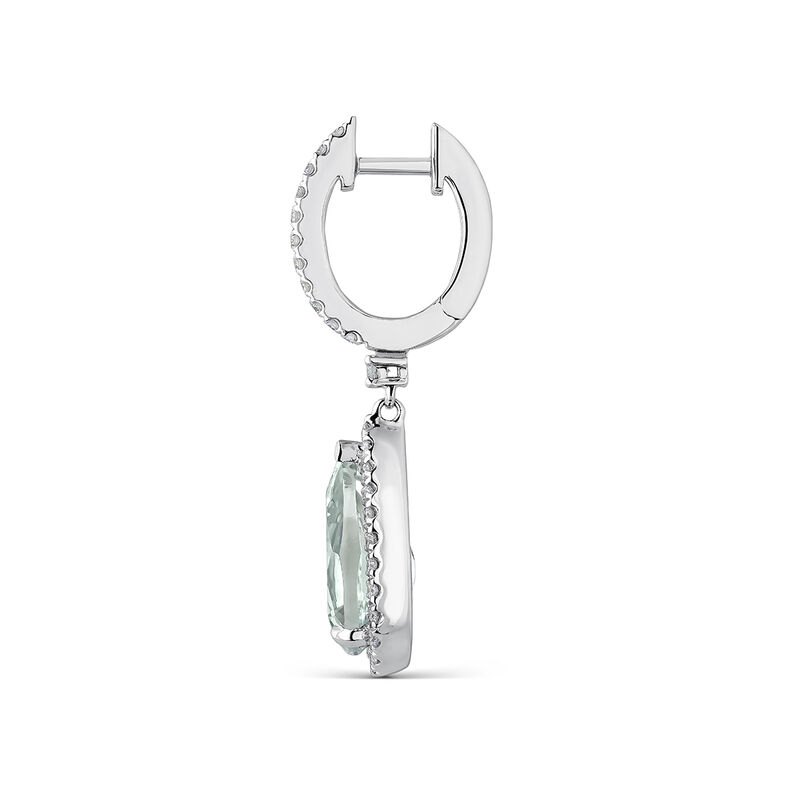 18kt white gold teardrop earrings with a 1.66ct green amethyst stone and diamonds, PE11002-OBDAMV105X65_V