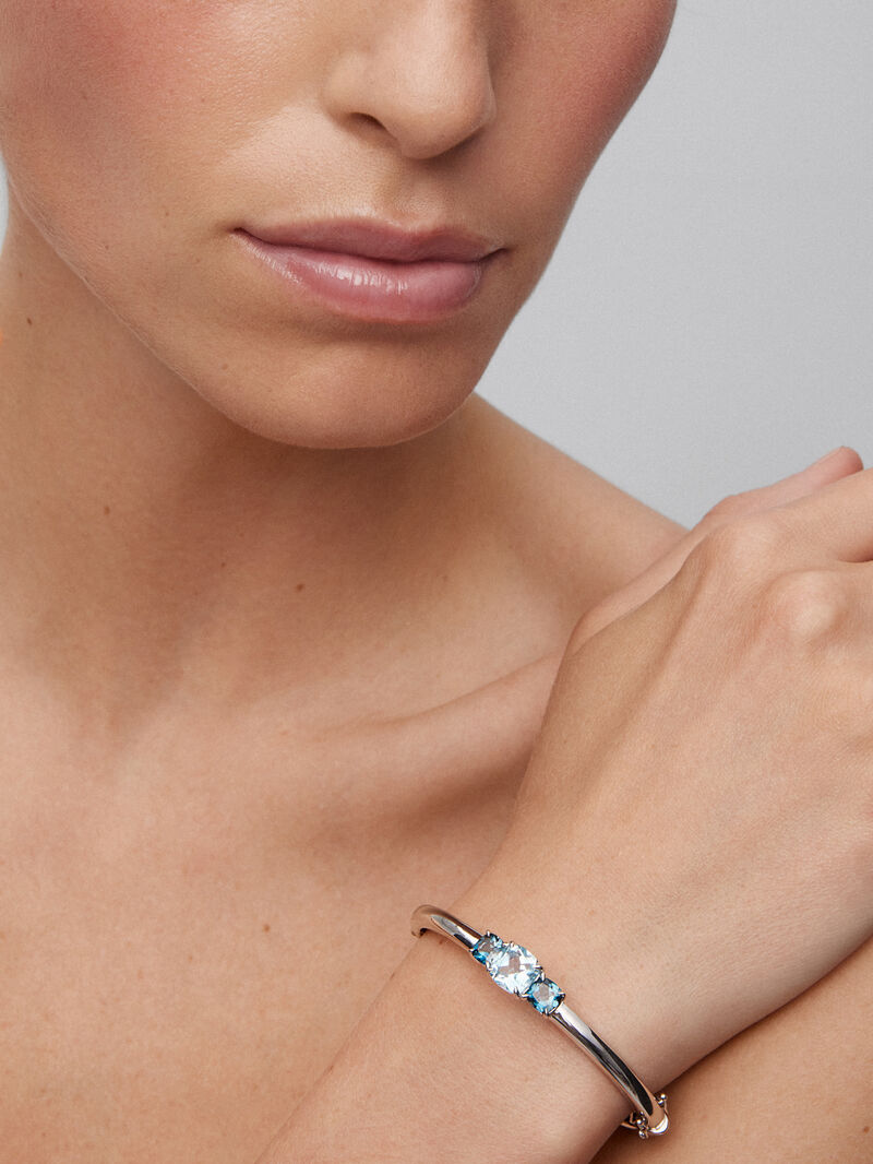 925 Silver rigid bracelet with topaz image number 3