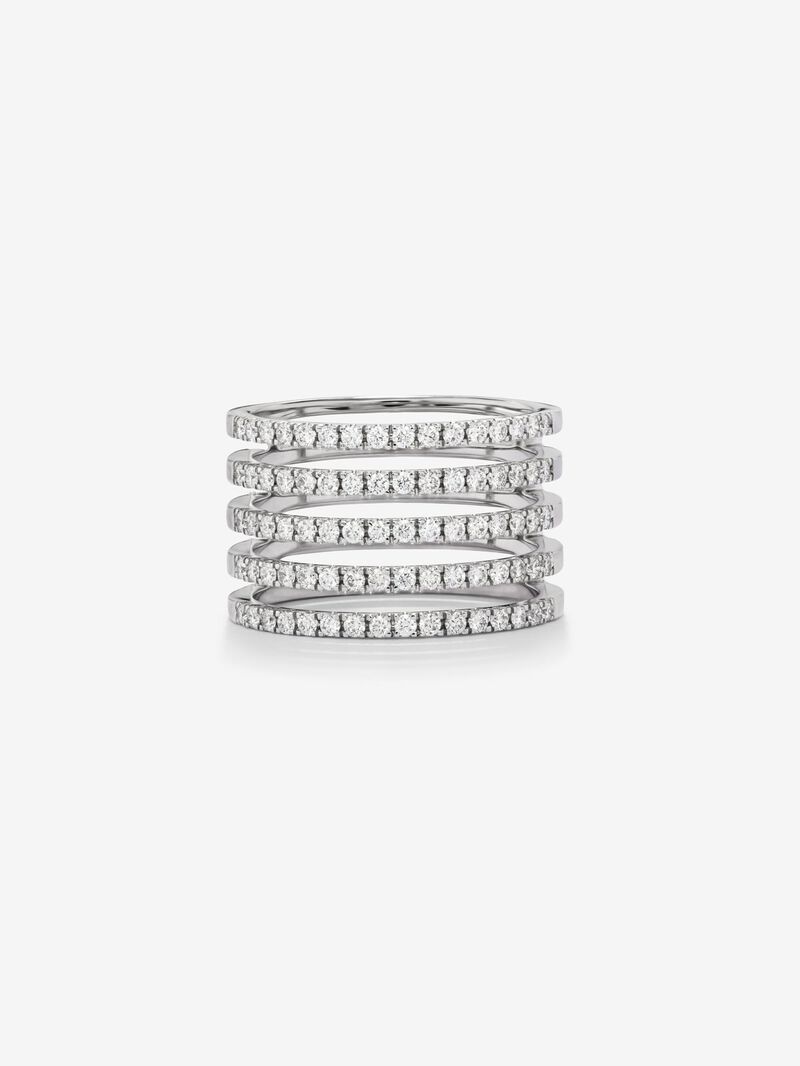18K white gold multi-arm ring with 80 brilliant-cut diamonds with a total of 0.8 cts image number 1