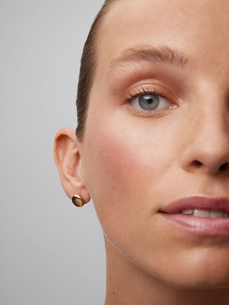 18K rose gold earrings with circular shape image number 3